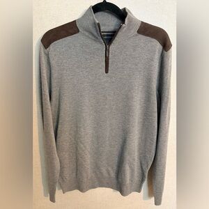 Harrison Davis Men's Light Gray 1/4-Zip Wool-Blend Sweater